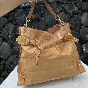 Miu miu ostrich, leather tan bag